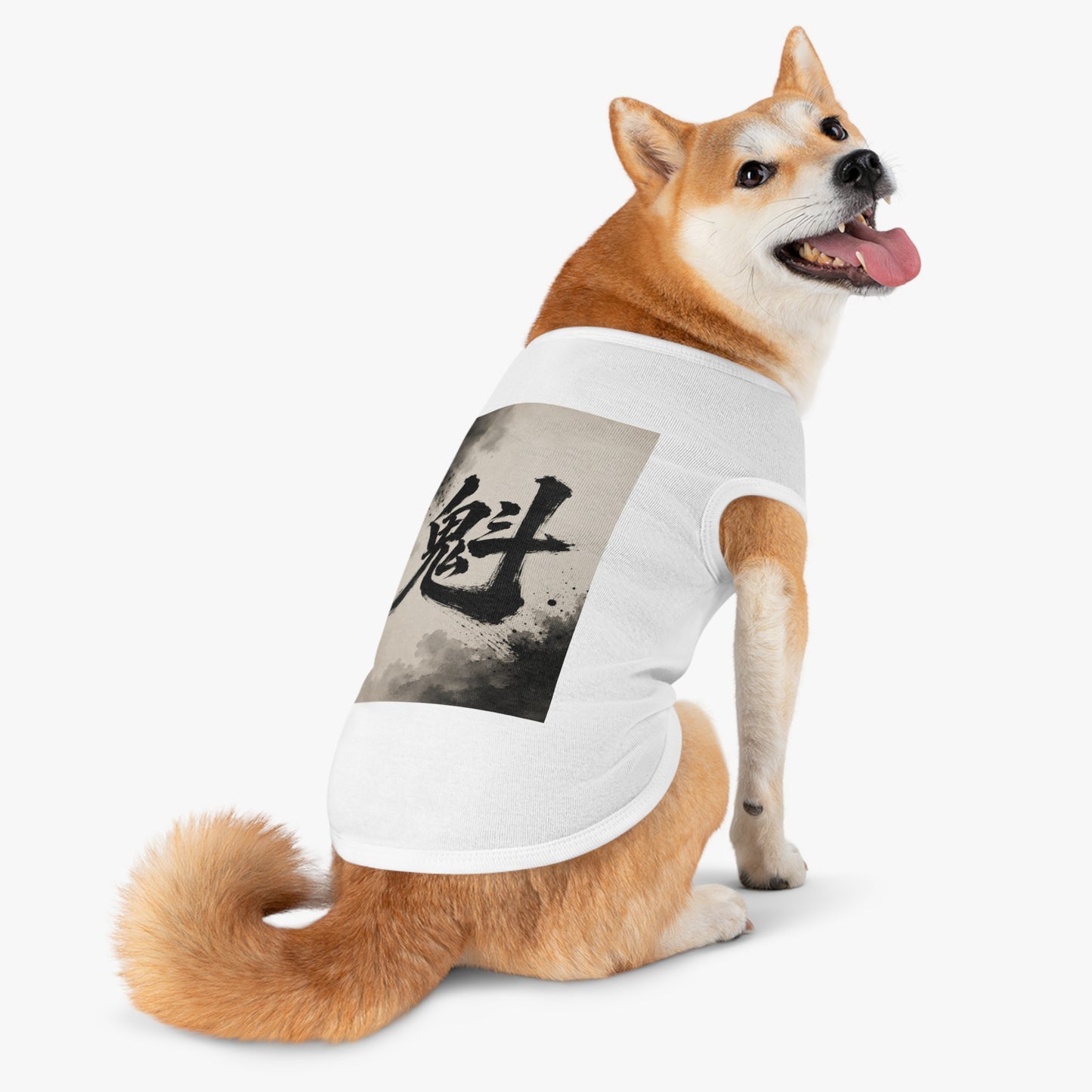 Kanji Brushstroke Pet Tank Top — Japanese Calligraphy Ghost Design for Dogs & Cats
