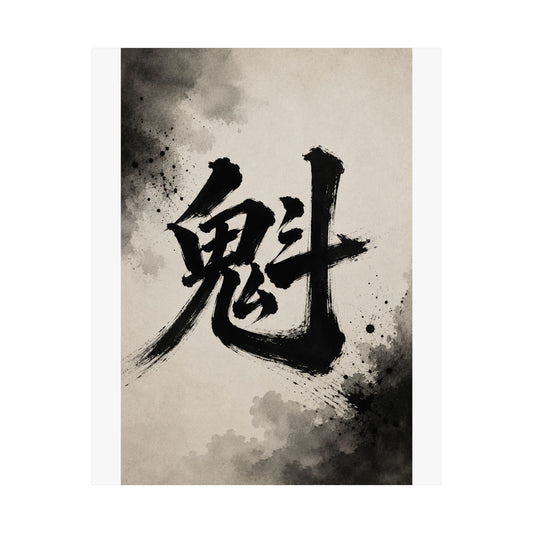 Kanji Calligraphy Poster — '魅' Japanese Brush Art Matte Vertical Print