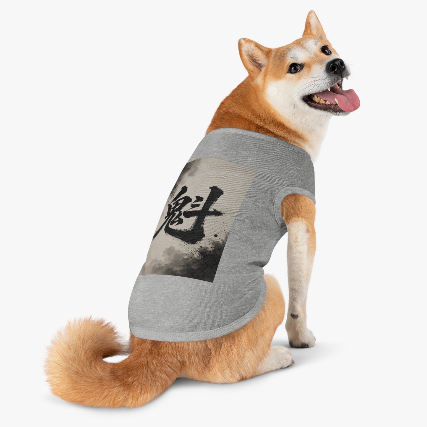 Kanji Brushstroke Pet Tank Top — Japanese Calligraphy Ghost Design for Dogs & Cats