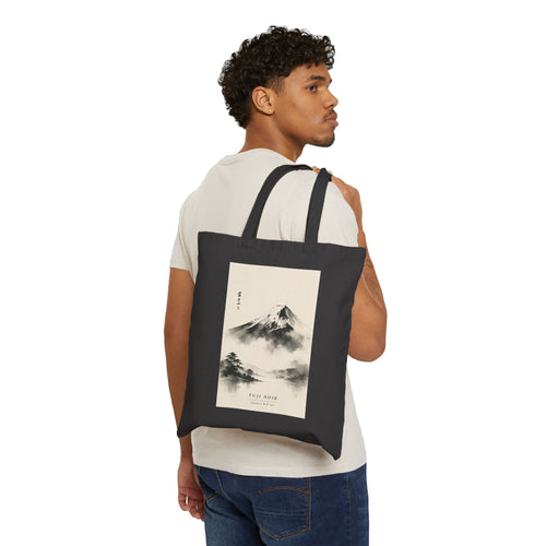 Canvas Tote Bag — Minimalist Mount Fuji Ink Wash Design ("Fuji World")