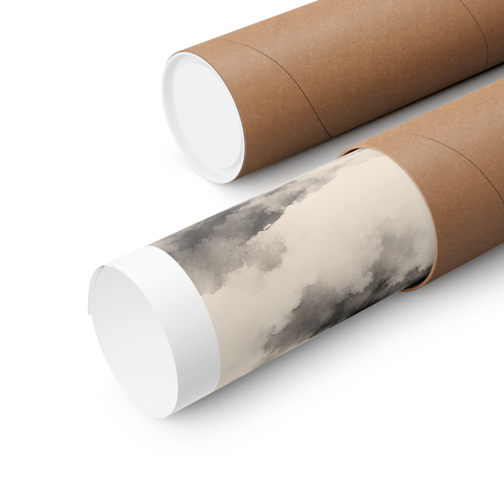 Fuji Noir Matte Poster — Japanese Sumi-e Mountain Wall Art
