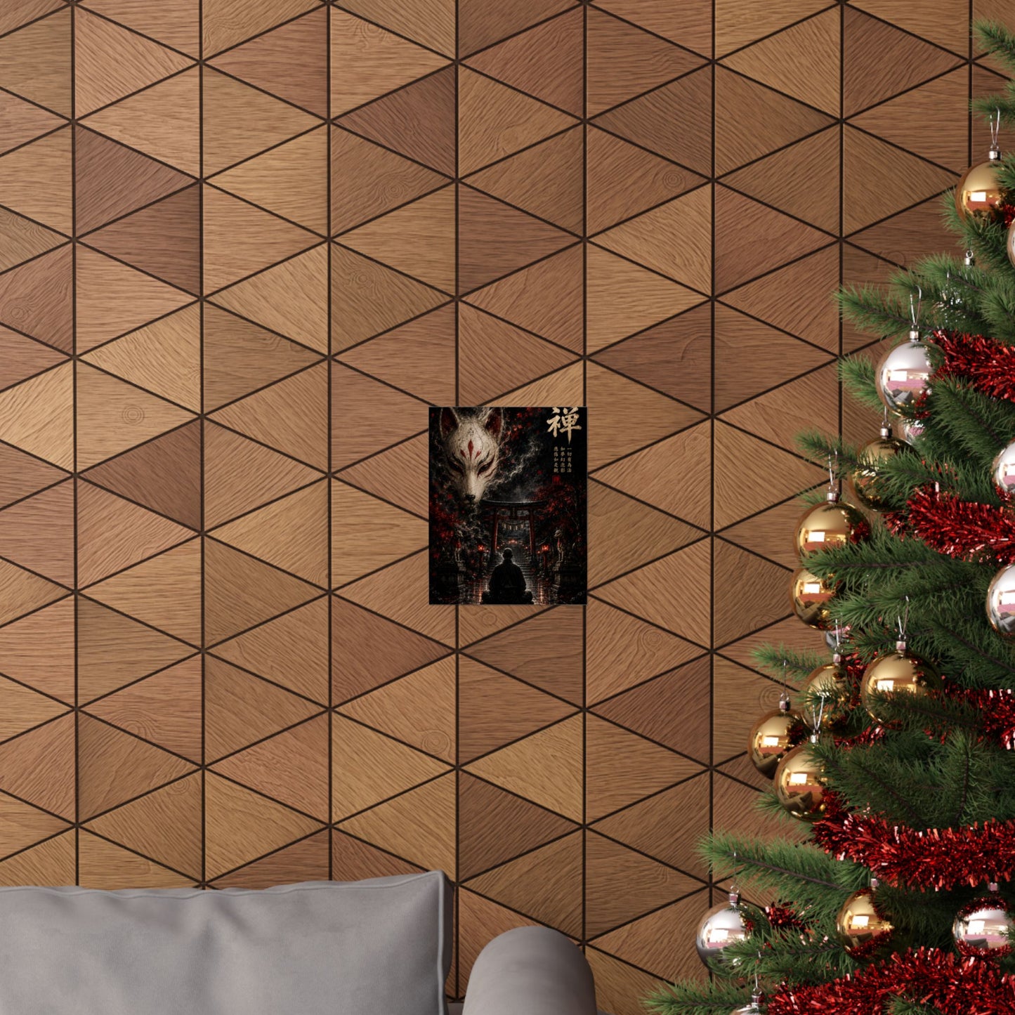 Zen Fox Shrine Matte Poster — Japanese Kitsune Meditation Art