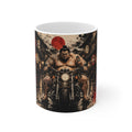 Samurai Biker Mug — Vintage Japanese Street Art Coffee Cup (11oz)