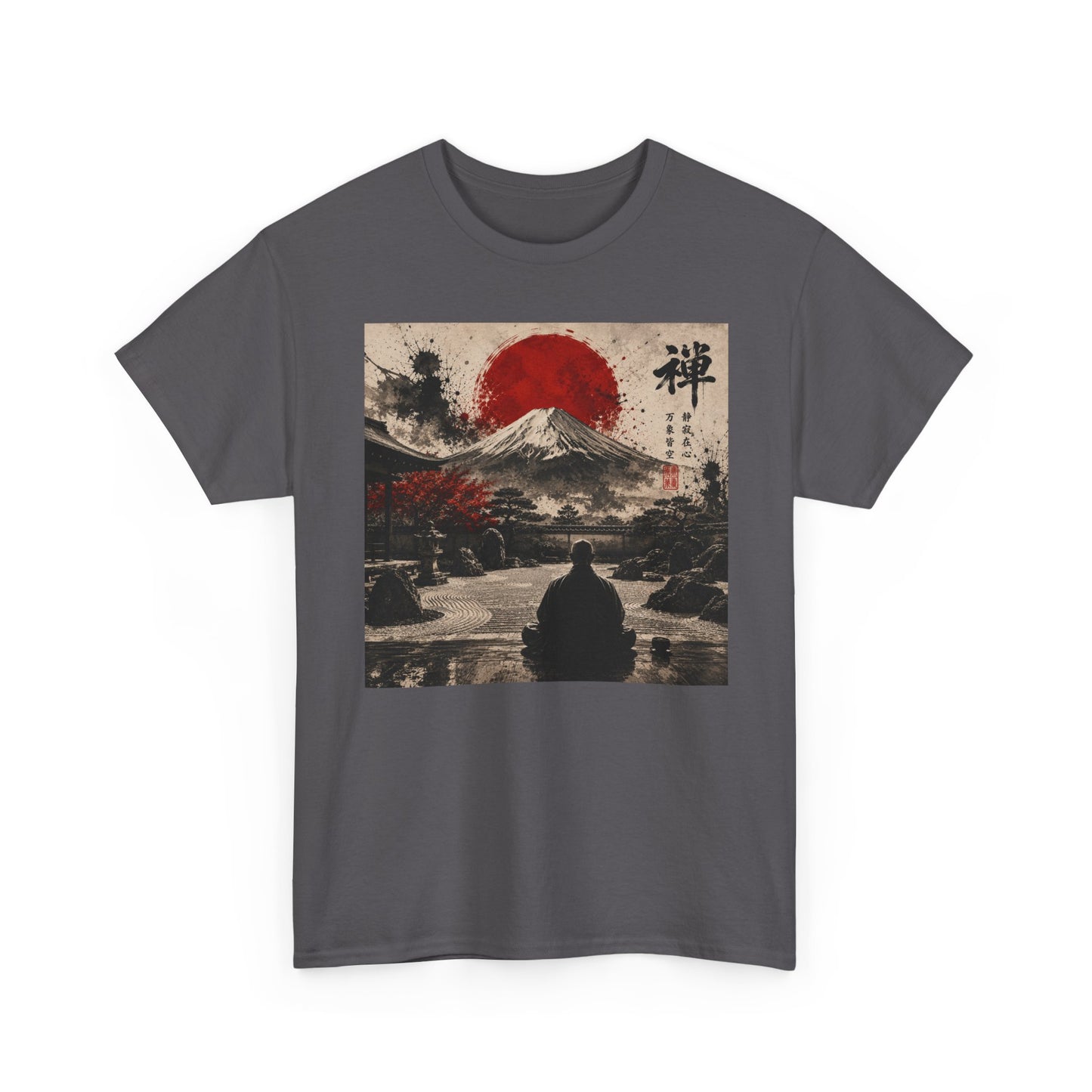 Japanese Zen Mountain Tee — Meditative Mount Fuji Sunset Graphic T-Shirt