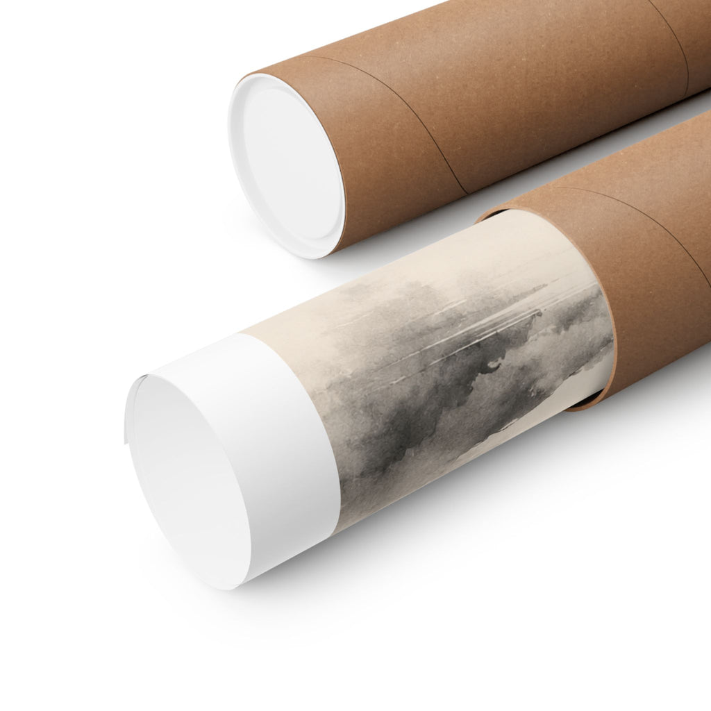 Fuji Noir Matte Poster — Japanese Sumi-e Mountain Wall Art