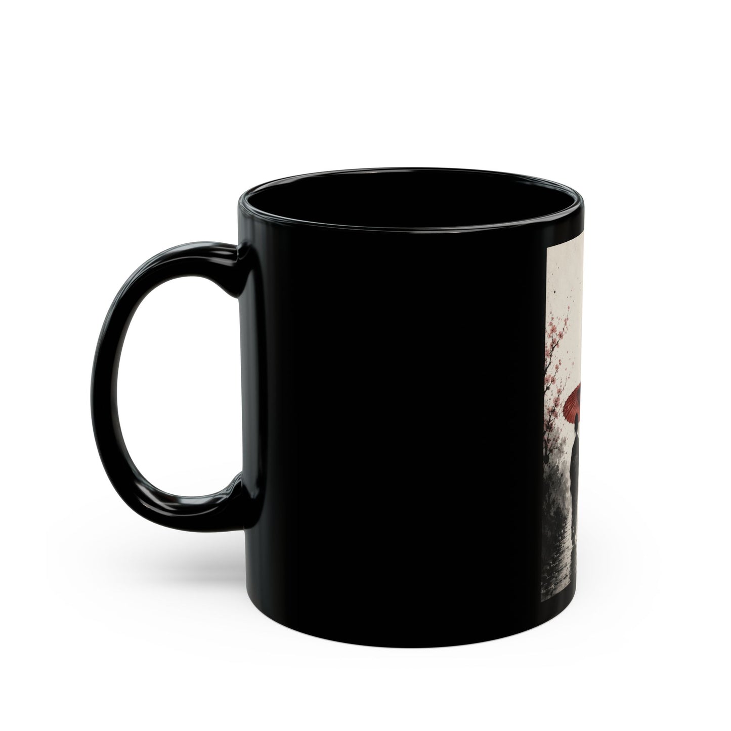 Japanese Landscape Coffee Mug — Woman with Red Umbrella & Torii 11oz/15oz