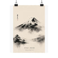Fuji Noir Matte Poster — Japanese Sumi-e Mountain Wall Art