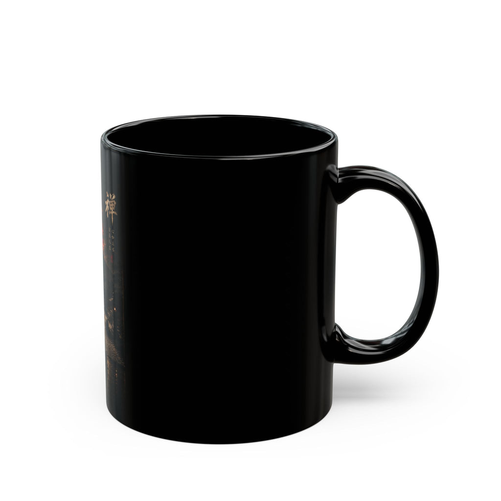 Zen Meditation Mug — Silhouette Monk, Mount Fuji & Red Sun Ceramic Coffee Cup (11oz/15oz)