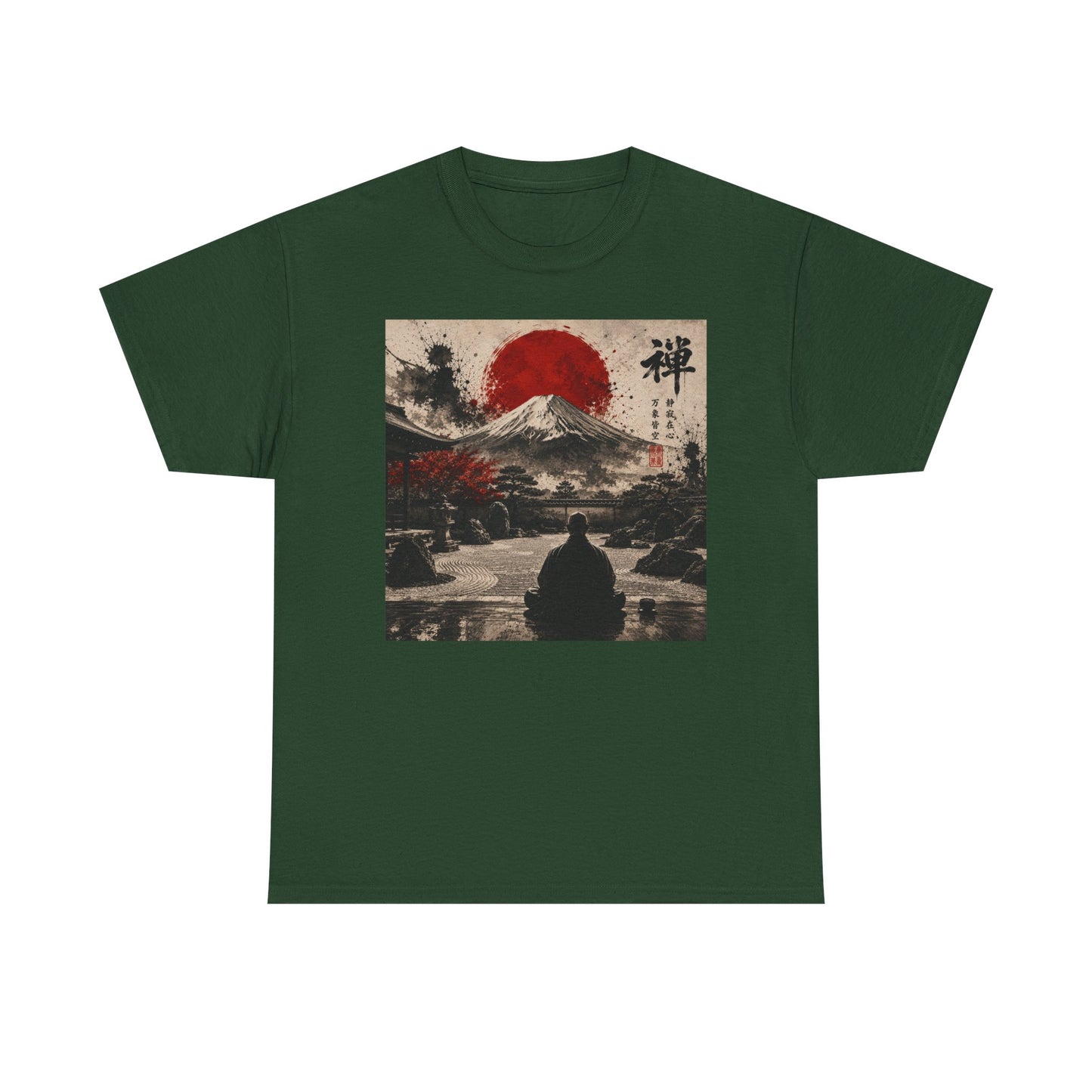 Japanese Zen Mountain Tee — Meditative Mount Fuji Sunset Graphic T-Shirt