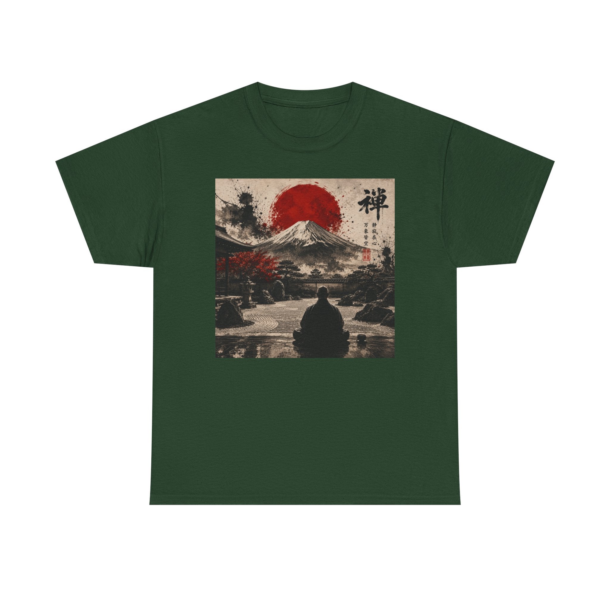 Japanese Zen Mountain Tee — Meditative Mount Fuji Sunset Graphic T-Shirt