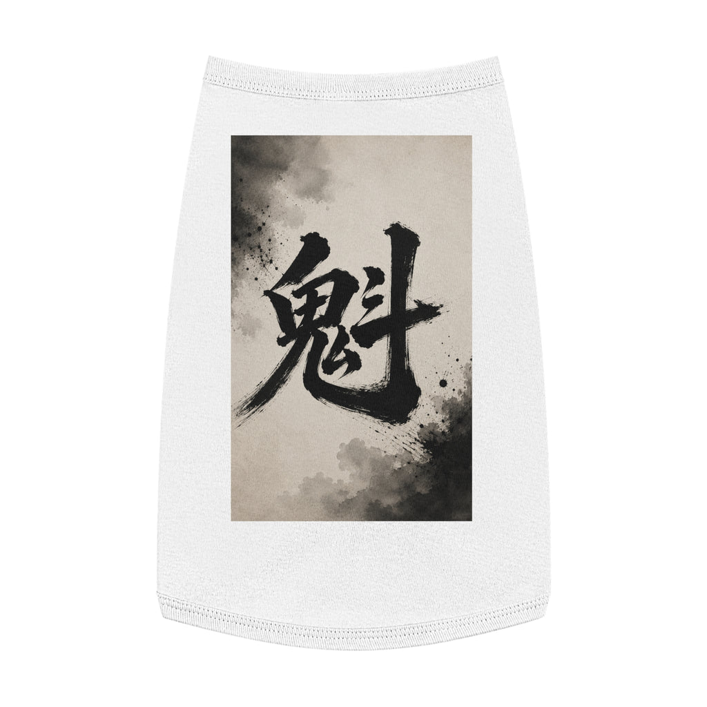 Kanji Brushstroke Pet Tank Top — Japanese Calligraphy Ghost Design for Dogs & Cats