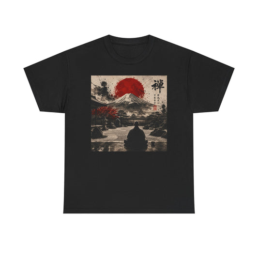 Japanese Zen Mountain Tee — Meditative Mount Fuji Sunset Graphic T-Shirt