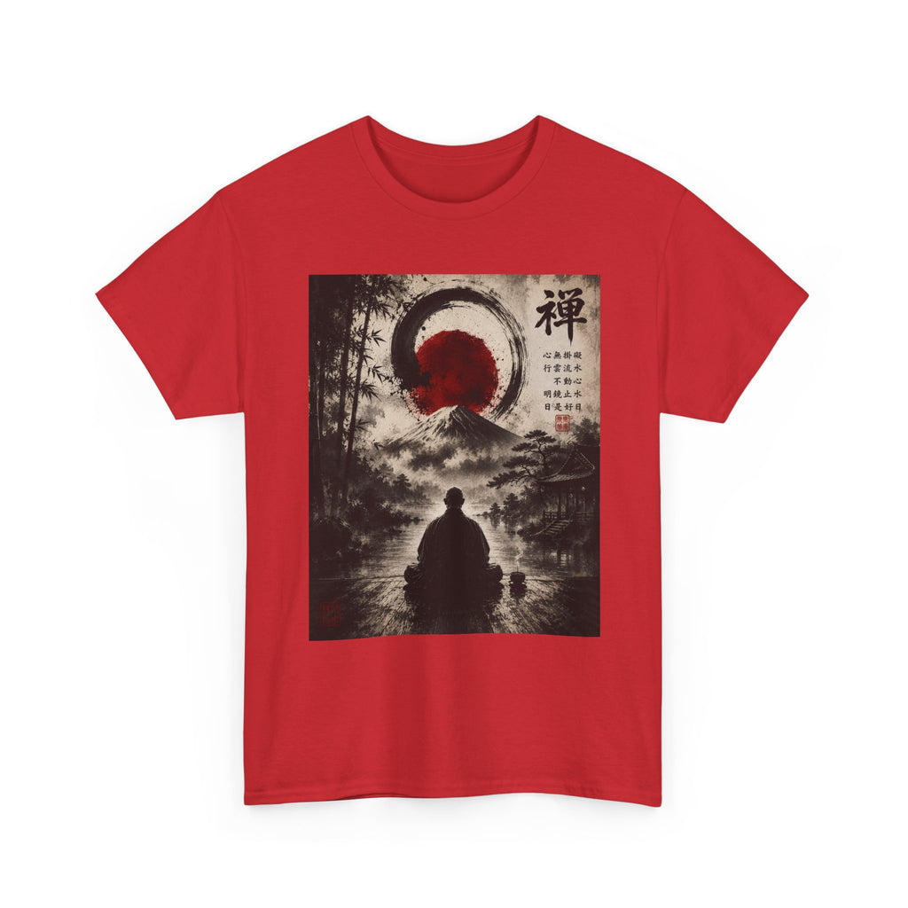 Zen Buddha T-Shirt — Meditation Silhouette with Enso & Japanese Calligraphy