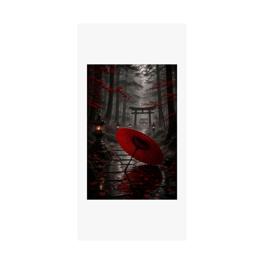 Japanese Torii Forest Poster — Red Umbrella Matte Vertical Art Print