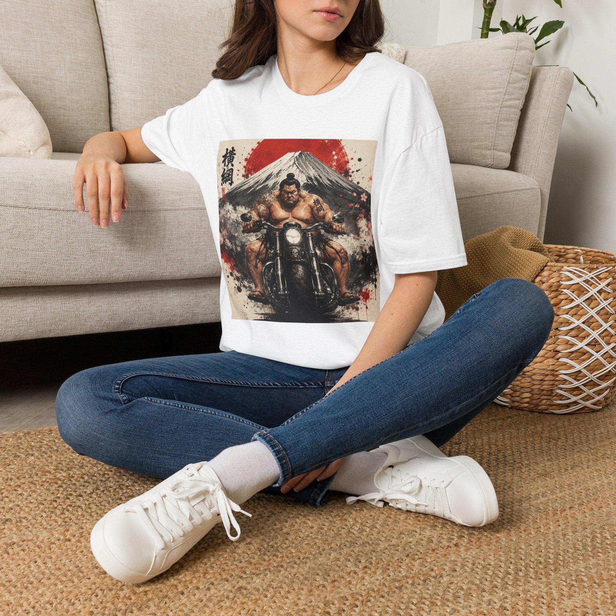 Sumo Biker T-Shirt — Mount Fuji Japanese Ink Art Tee