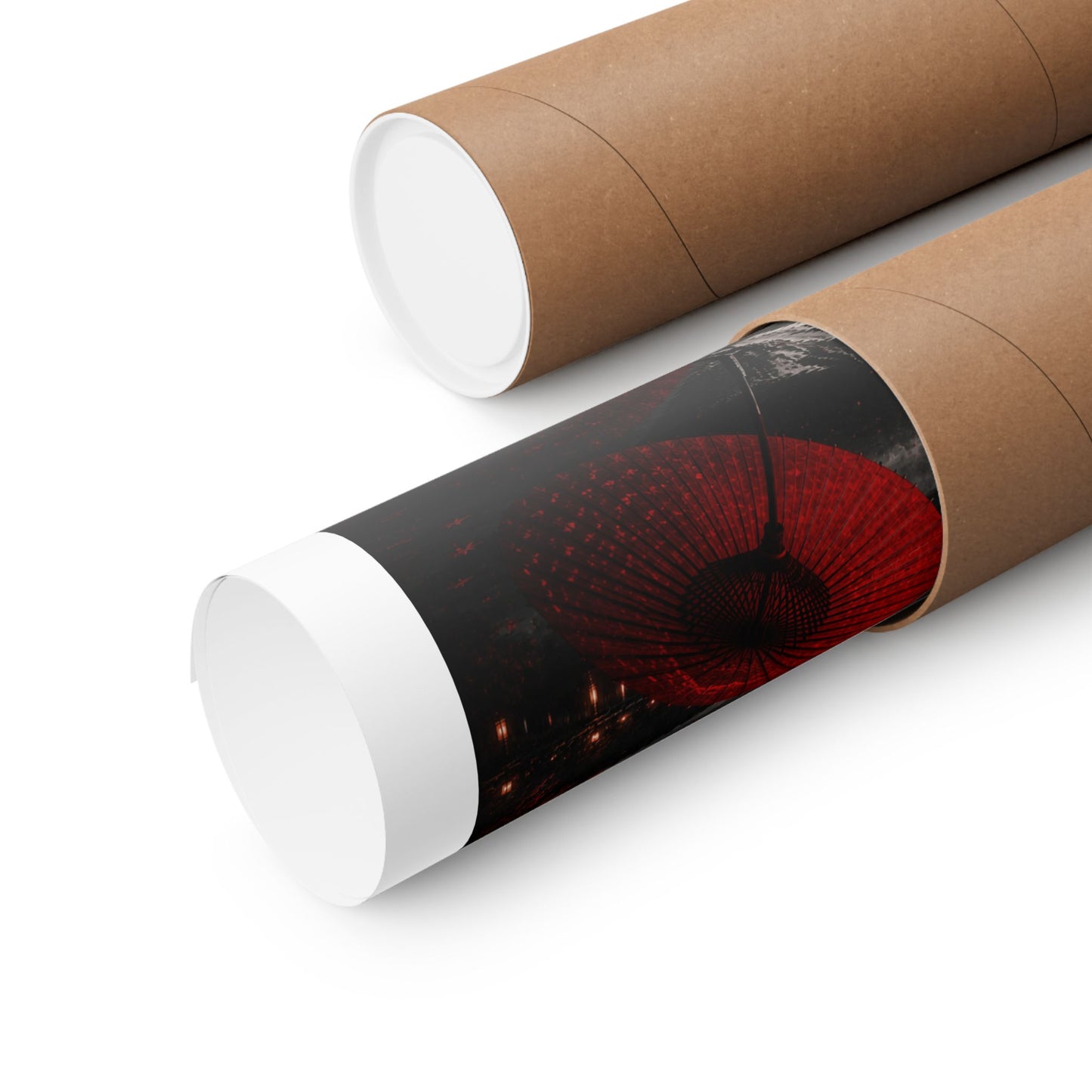Japanese Red Umbrella & Mount Fuji Matte Poster — Vertical Wall Art