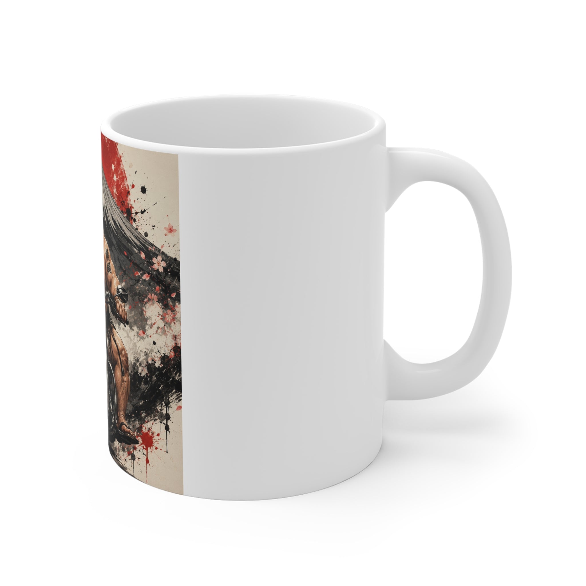 Samurai Biker Mug — Sumo Warrior Motorcycle Ceramic Coffee Cup (11oz)