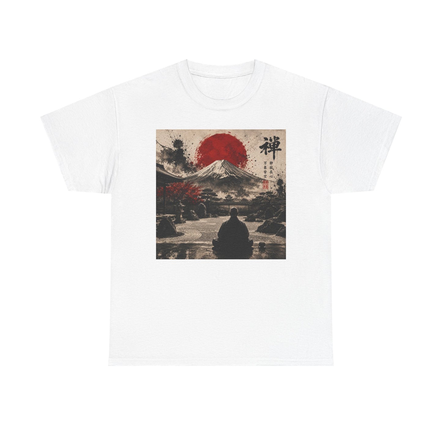 Japanese Zen Mountain Tee — Meditative Mount Fuji Sunset Graphic T-Shirt