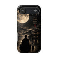 Zen Moon Tough Phone Case — Meditating Silhouette with Japanese Calligraphy