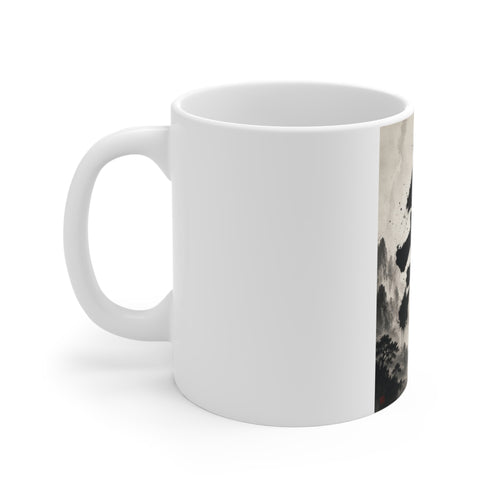 Ceramic Mug – Japanese Ink Torii & Kanji 'Mu' Zen Art 11oz