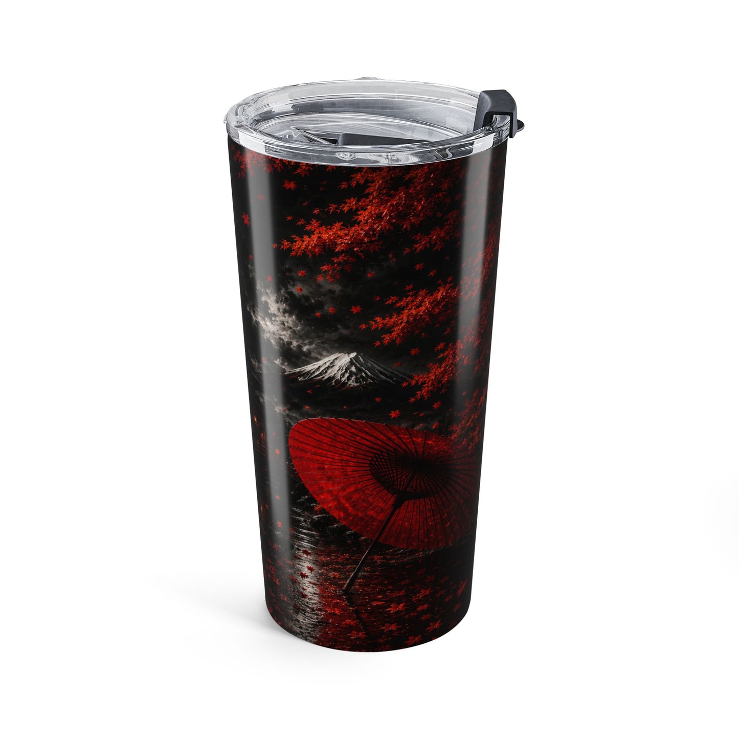 20oz Tumbler — Dark Red Floral Nightscape Insulated Travel Cup