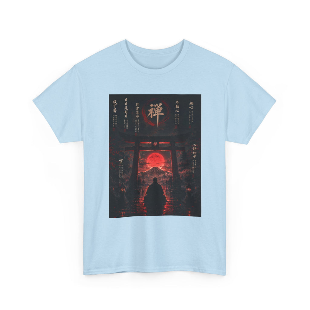 Zen Gate Sunset T-Shirt — Samurai Silhouette Red Moon Graphic Tee
