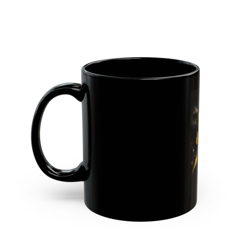 Gold Calligraphy 'Shine' Black Ceramic Mug – 11oz & 15oz