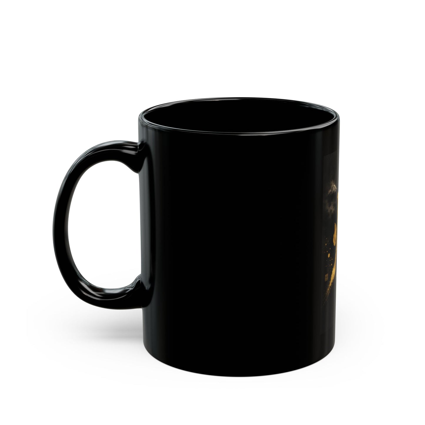 Gold Calligraphy 'Shine' Black Ceramic Mug – 11oz & 15oz