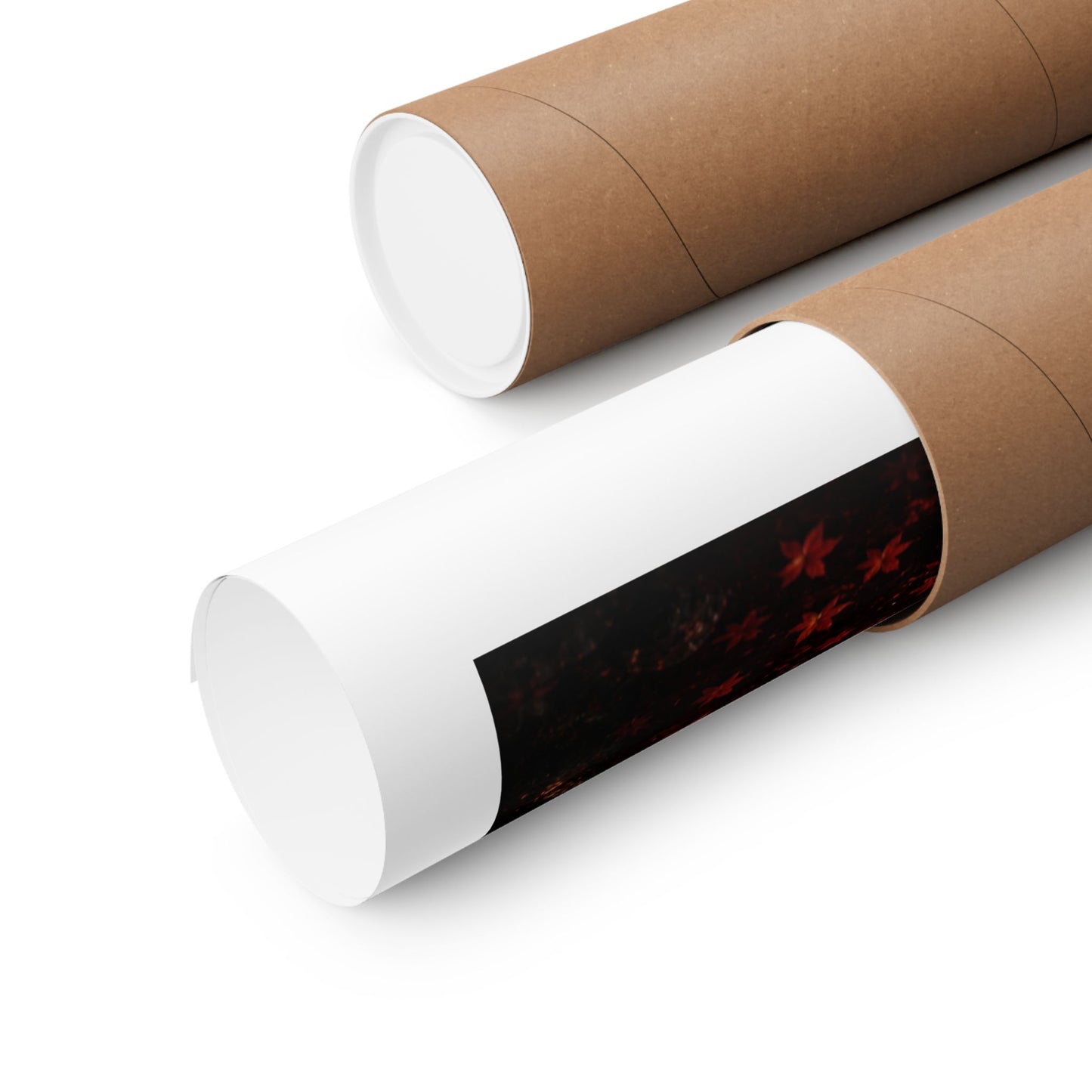 Red Umbrella Autumn Poster — Matte Vertical Japanese Landscape Print