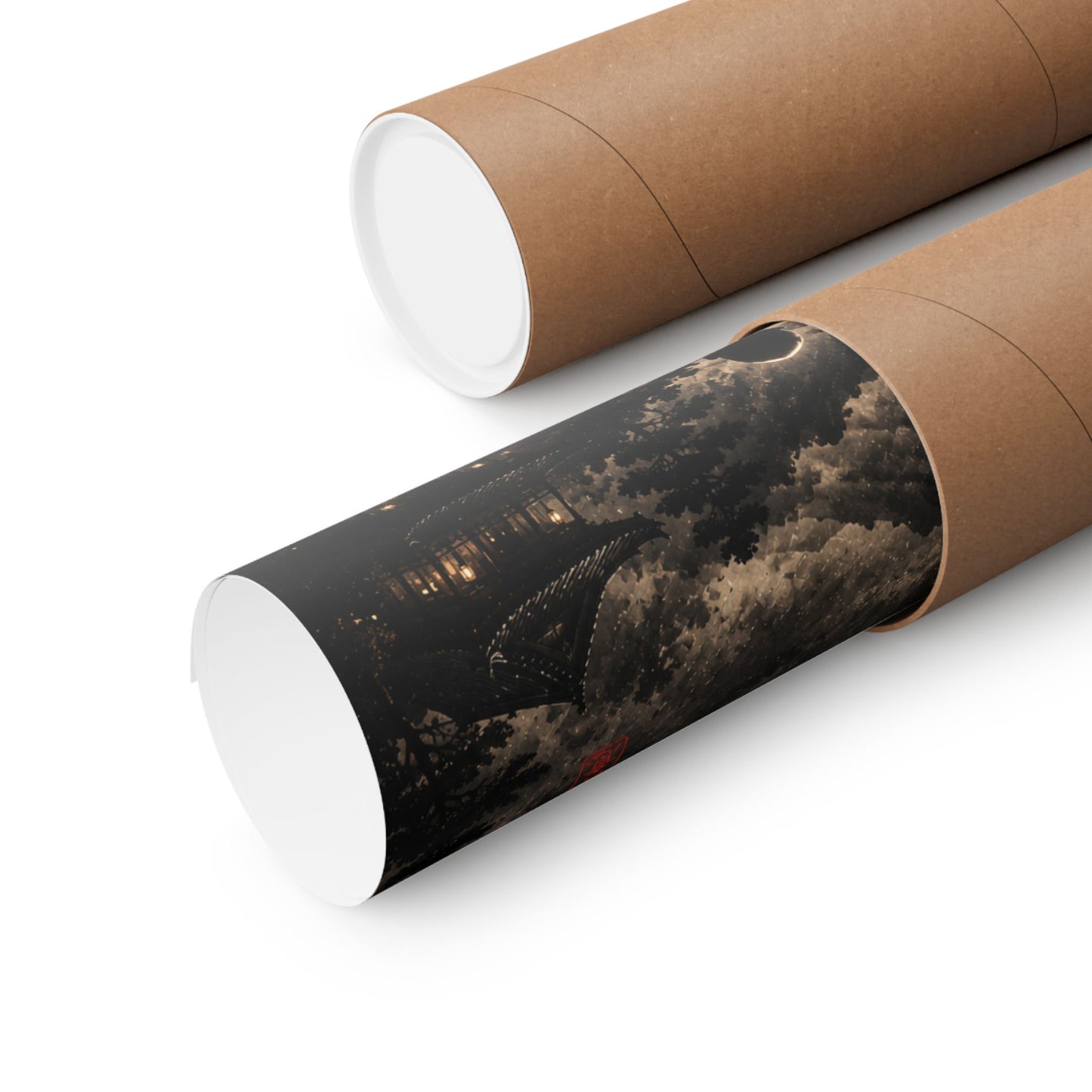 Zen Moon Meditation Poster — Matte Vertical Wall Art with Kanji