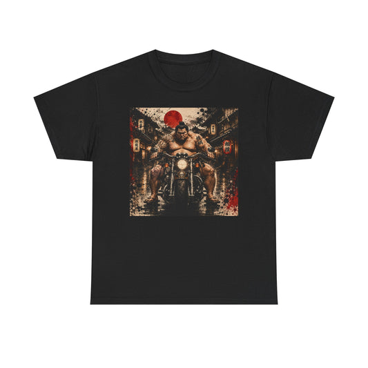 FUJI NOIR Motorcycle Yokozuna Tee — Retro Japanese Rider Graphic T-Shirt