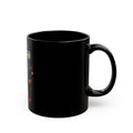 Zen Night Samurai Black Mug — Japanese Pagoda & Kanji Coffee Cup (11oz/15oz)