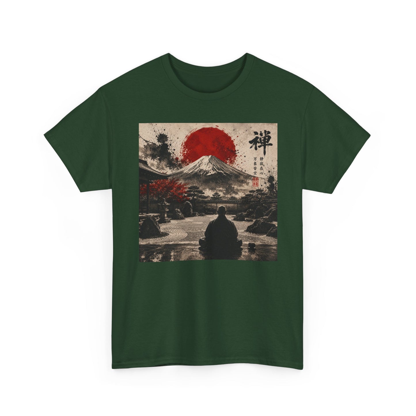 Japanese Zen Mountain Tee — Meditative Mount Fuji Sunset Graphic T-Shirt