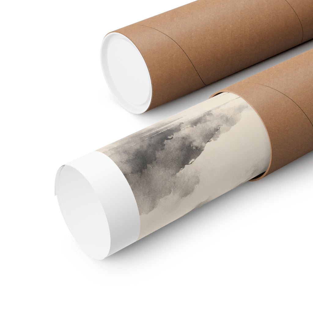 Fuji Noir Matte Poster — Japanese Sumi-e Mountain Wall Art