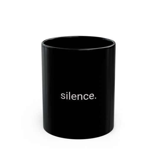 silence Black Mug | Minimal Text Coffee Cup