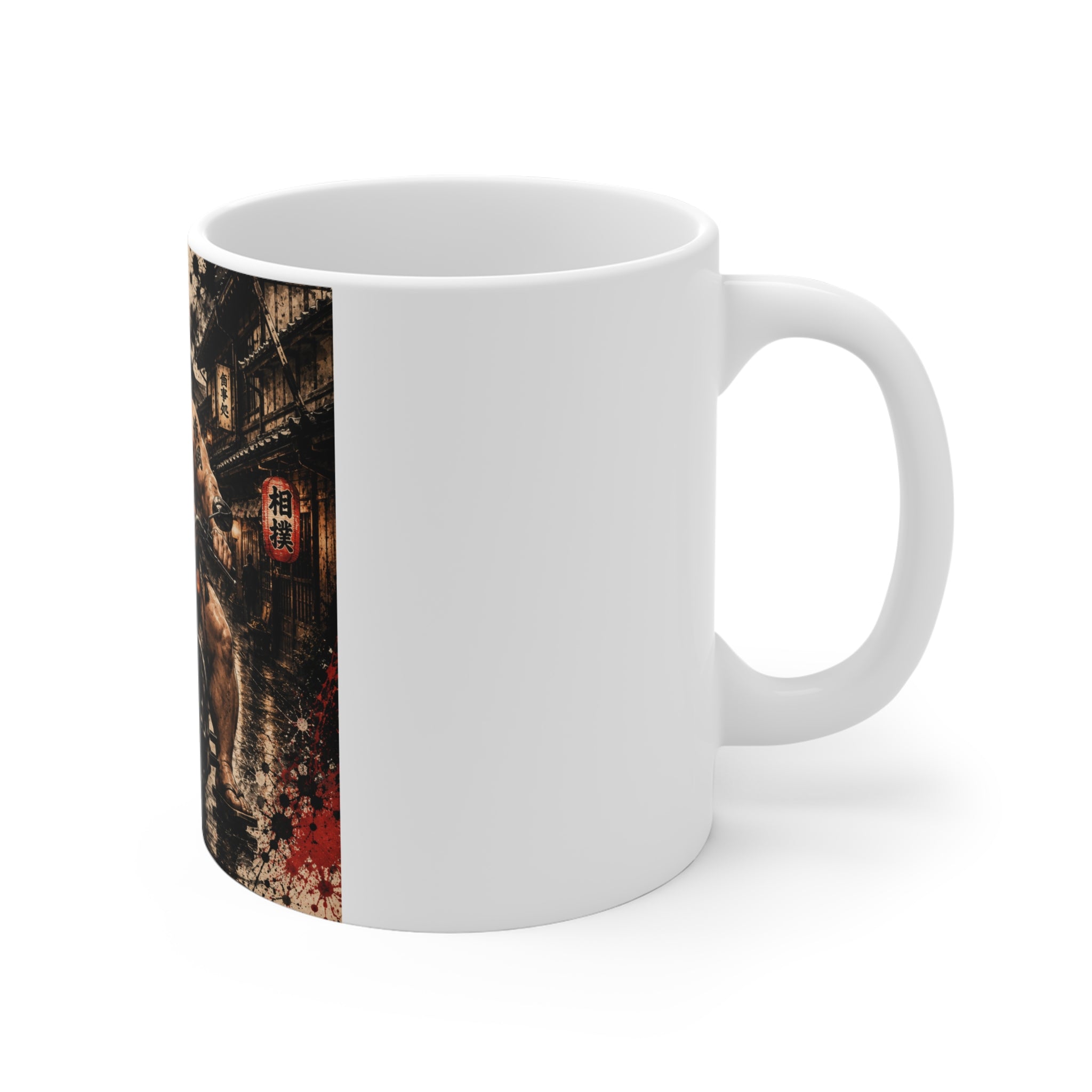 Samurai Biker Mug — Vintage Japanese Street Art Coffee Cup (11oz)
