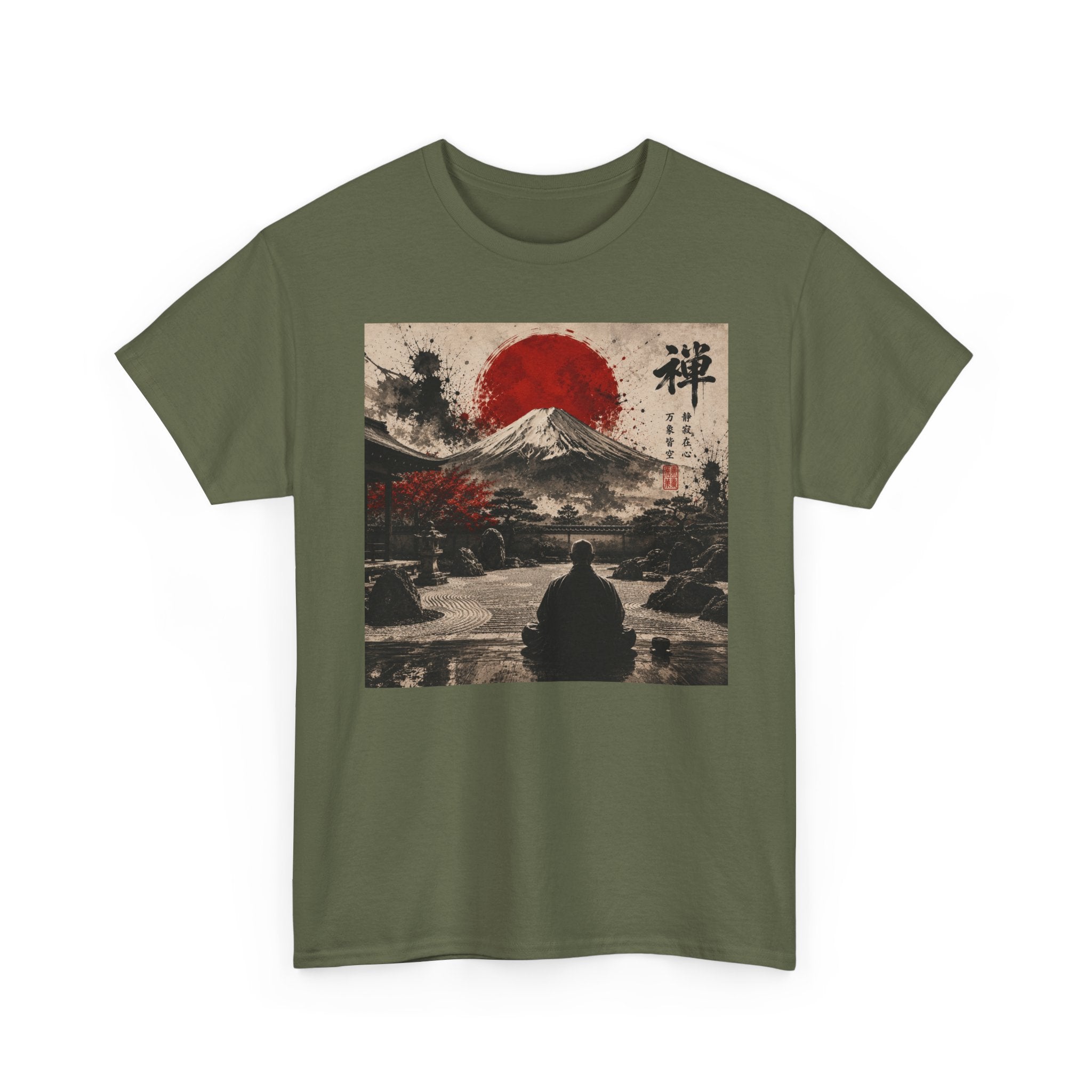 Japanese Zen Mountain Tee — Meditative Mount Fuji Sunset Graphic T-Shirt