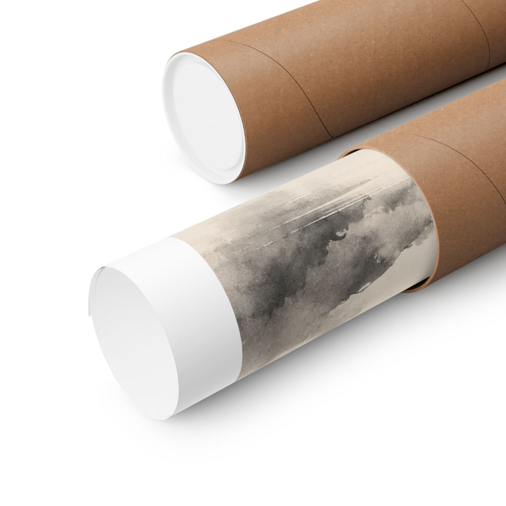 Fuji Noir Matte Poster — Japanese Sumi-e Mountain Wall Art