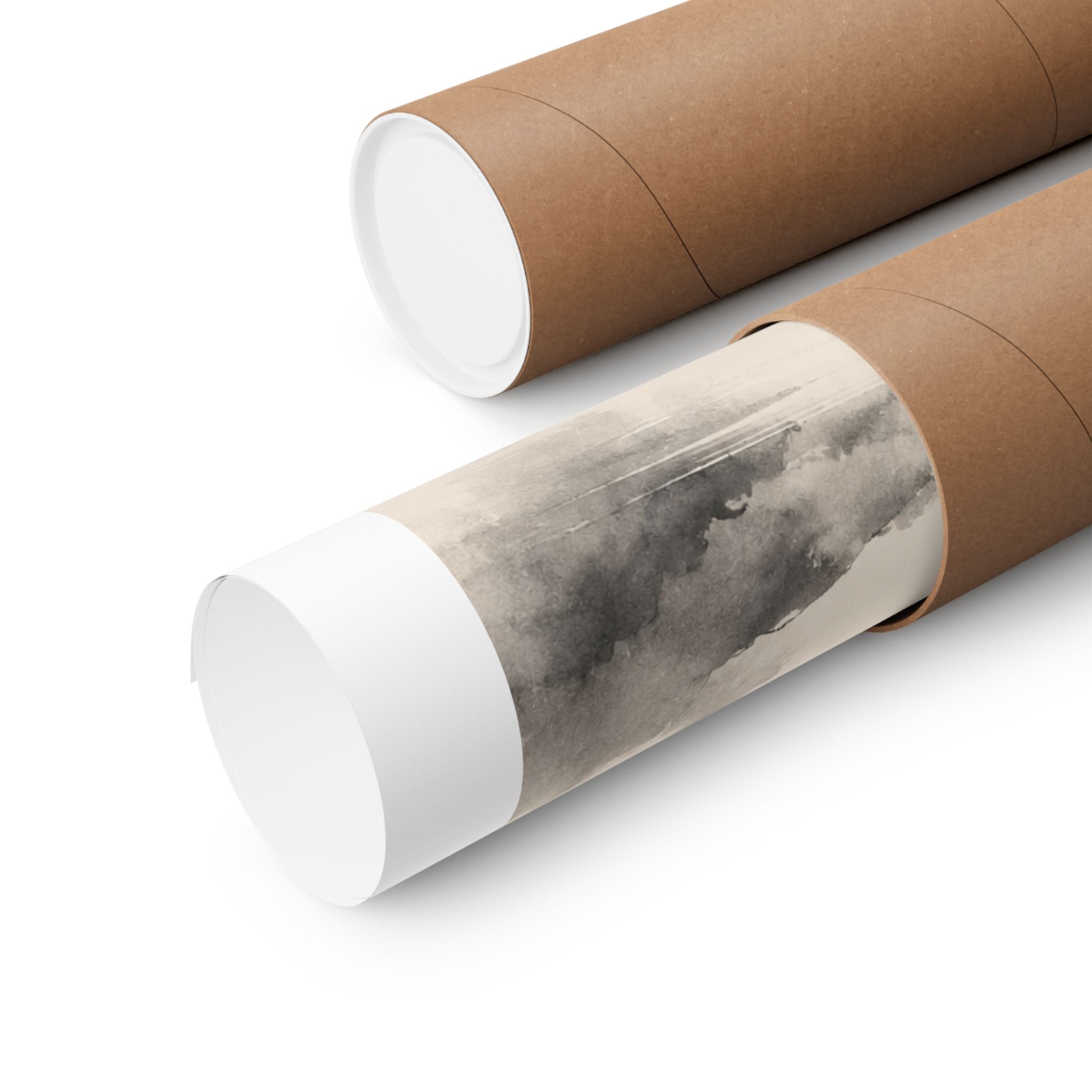 Fuji Noir Matte Poster — Japanese Sumi-e Mountain Wall Art