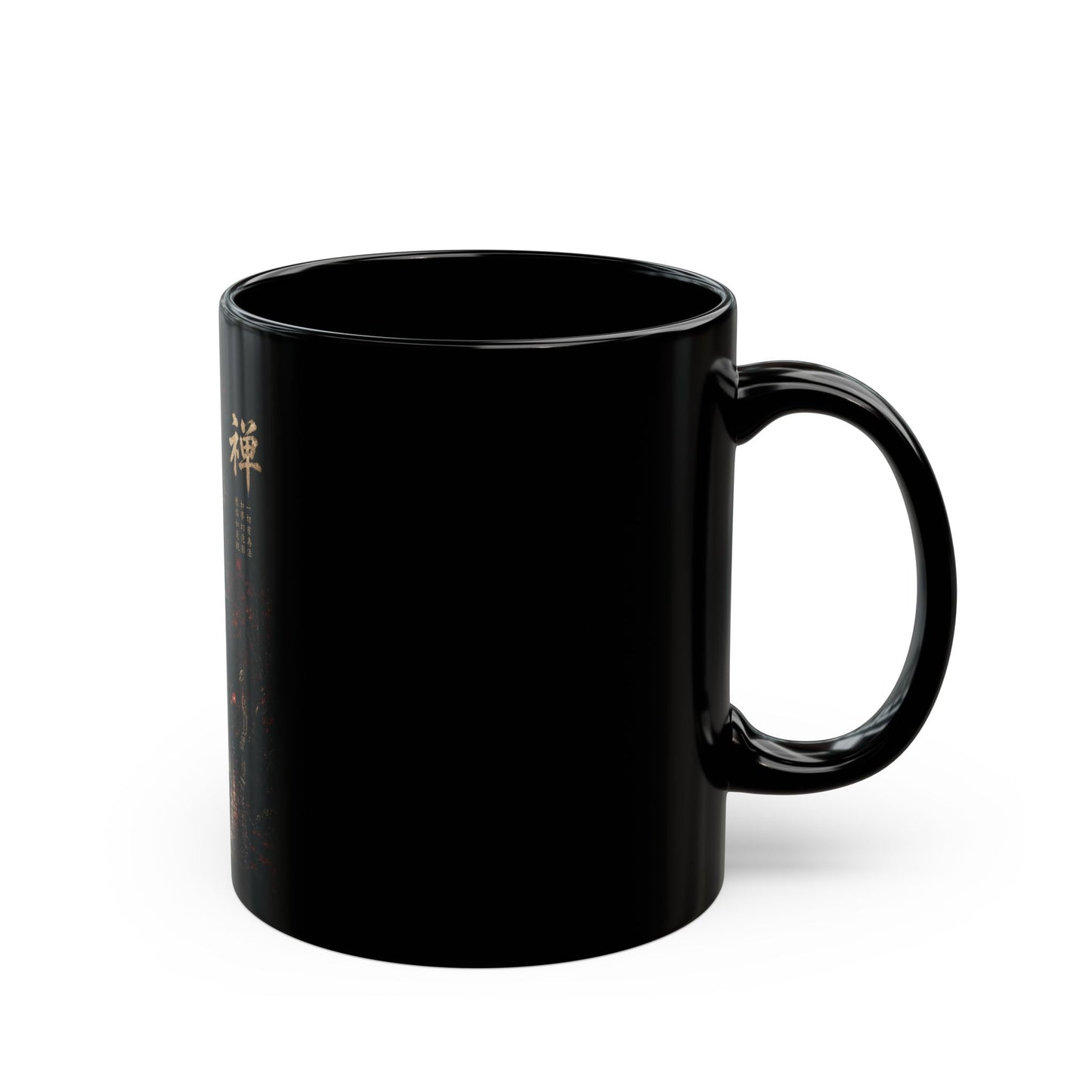 Zen Fox Shrine Black Mug — Japanese Kitsune Meditation Coffee Cup (11oz & 15oz)