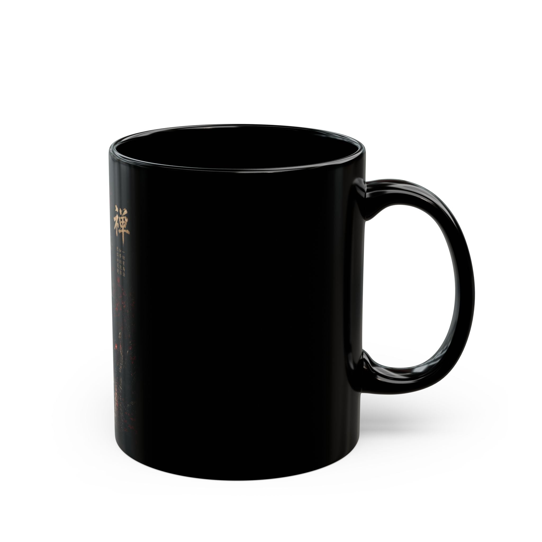Zen Fox Shrine Black Mug — Japanese Kitsune Meditation Coffee Cup (11oz & 15oz)