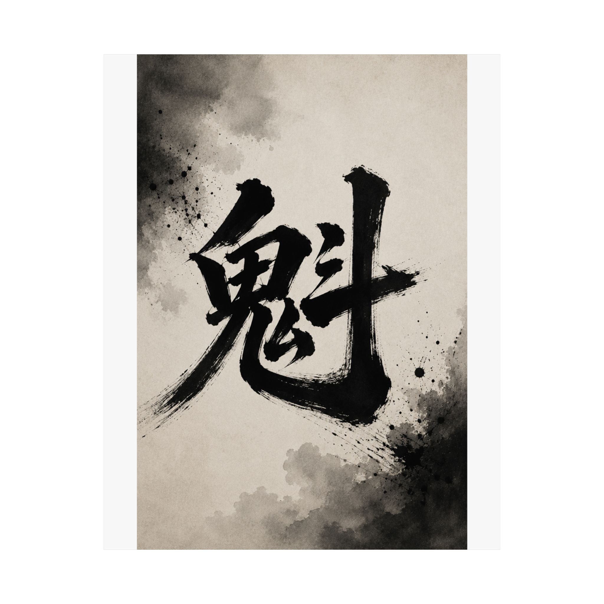 Kanji Calligraphy Poster — '魅' Japanese Brush Art Matte Vertical Print