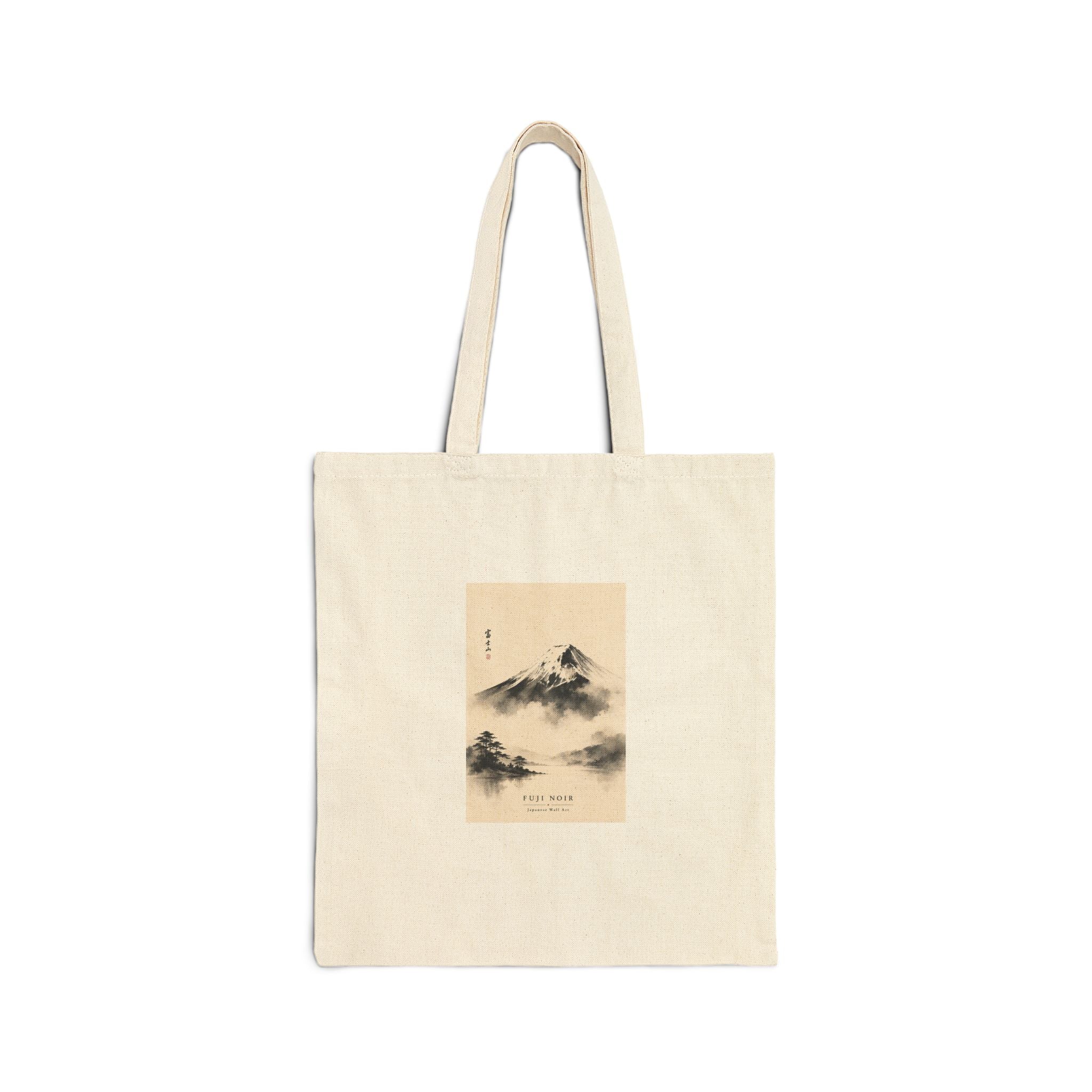 Canvas Tote Bag — Minimalist Mount Fuji Ink Wash Design ("Fuji World")