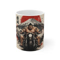 Samurai Biker Mug — Sumo Warrior Motorcycle Ceramic Coffee Cup (11oz)