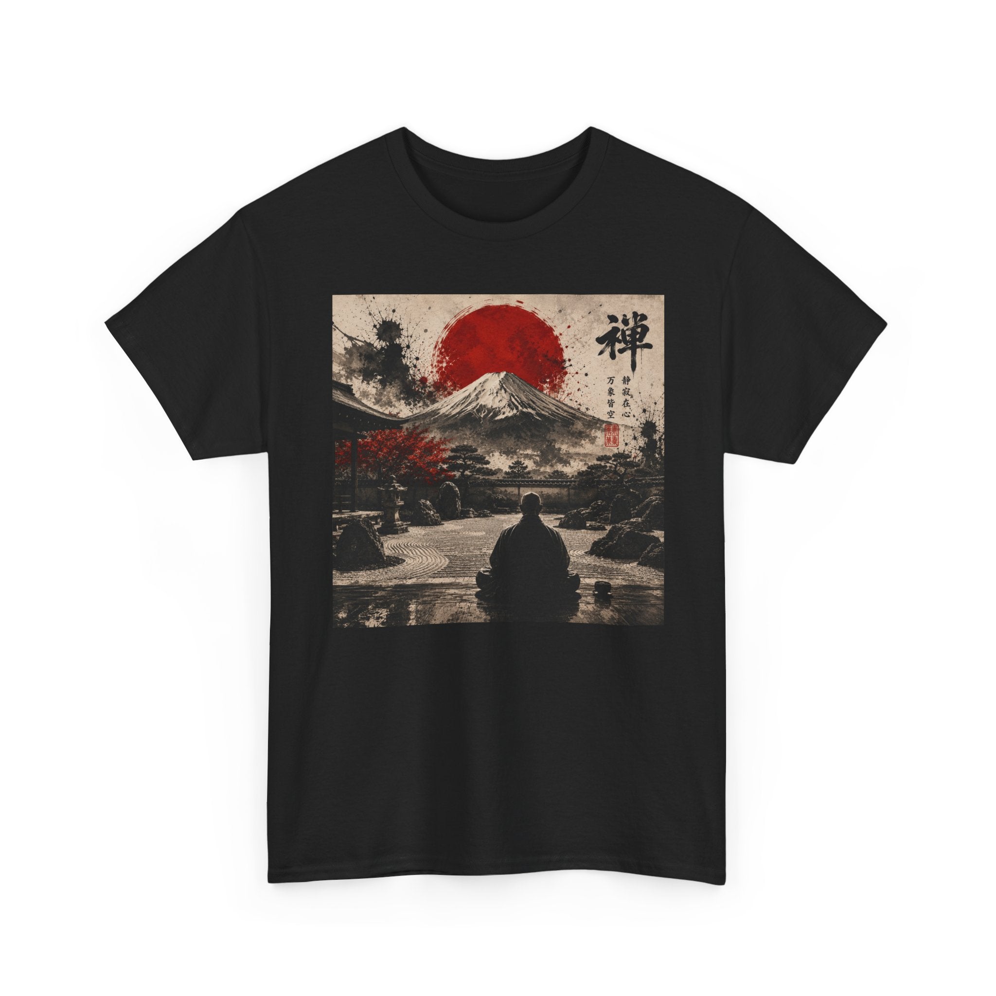 Japanese Zen Mountain Tee — Meditative Mount Fuji Sunset Graphic T-Shirt