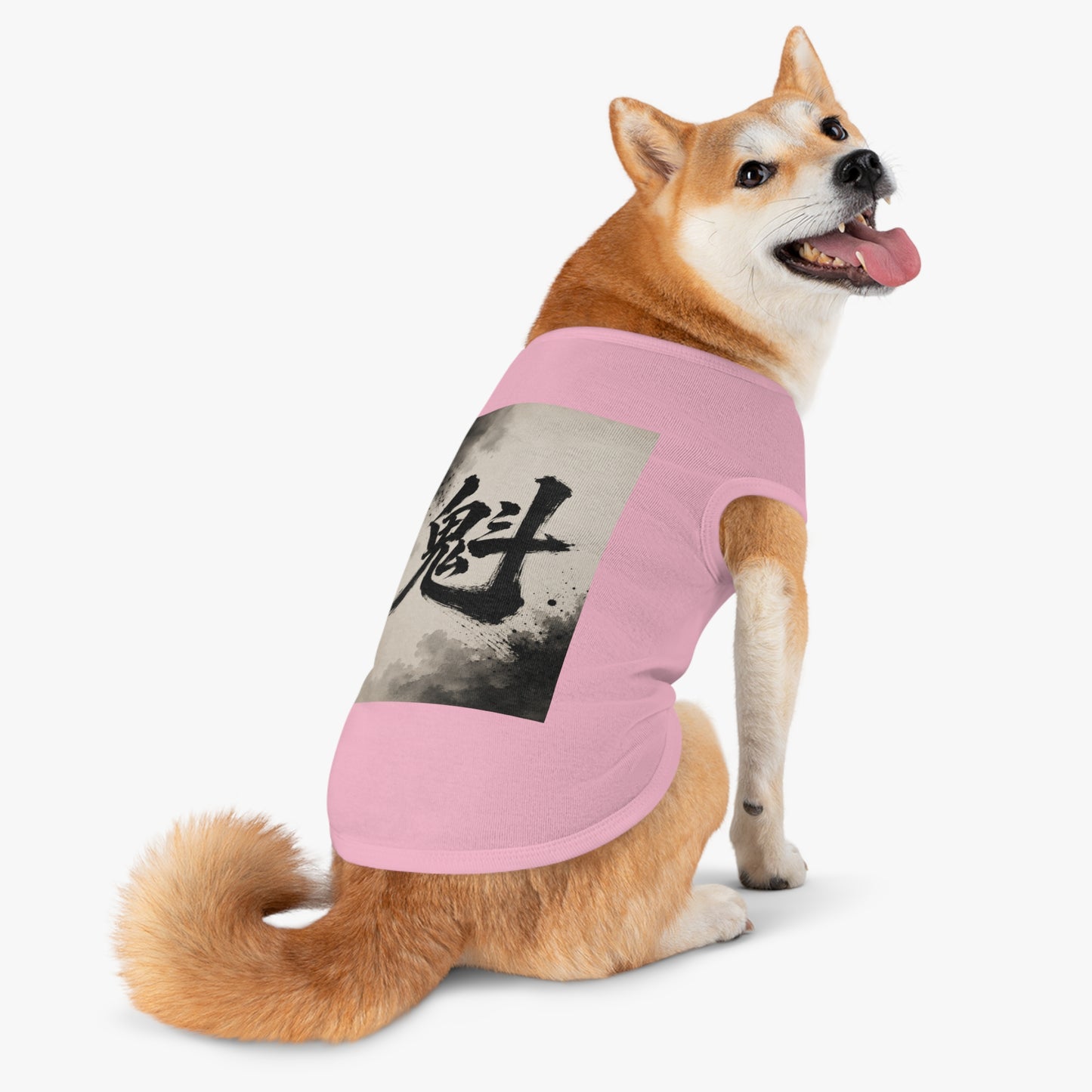 Kanji Brushstroke Pet Tank Top — Japanese Calligraphy Ghost Design for Dogs & Cats
