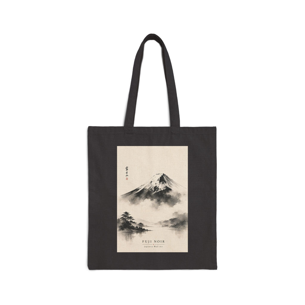 Canvas Tote Bag — Minimalist Mount Fuji Ink Wash Design ("Fuji World")