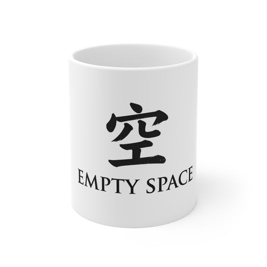 Empty Space Ceramic Mug – Japanese Kanji Design, 11 oz
