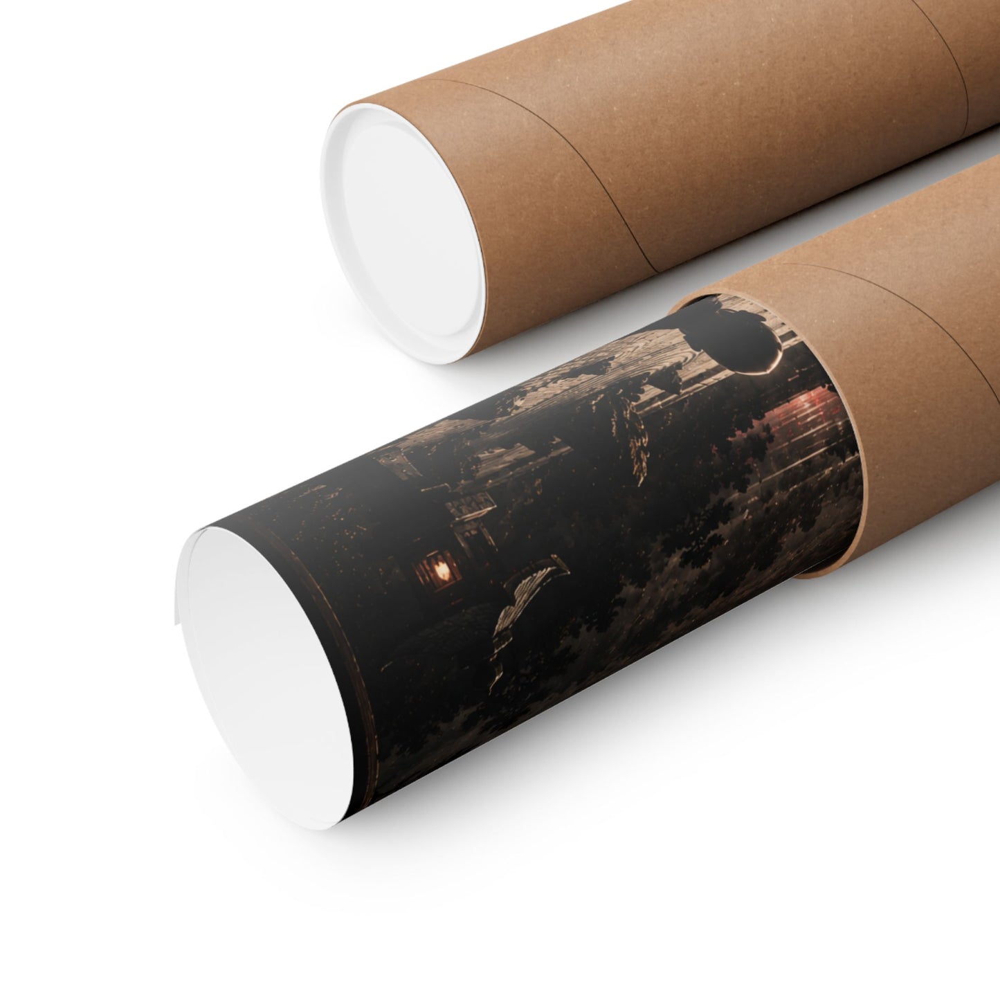 Zen Mountain Poster — Meditating Monk at Mount Fuji with Red Sun (Matte Vertical)