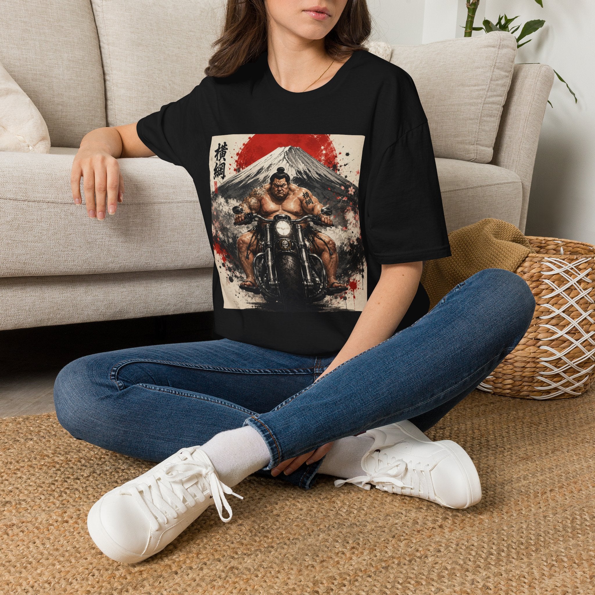 Sumo Biker T-Shirt — Mount Fuji Japanese Ink Art Tee